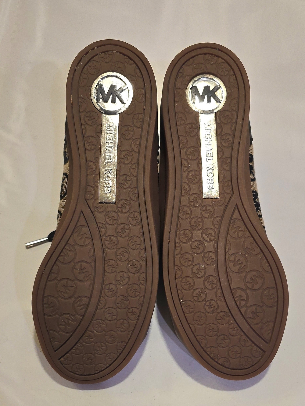 Michael Kors Beige and Black MK Monogram Low-Top Sneakers - Picture 3 of 6